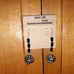 Black and Brown Beaded Earrings